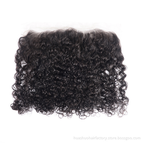 Huashuo 50% OFF Human Hair Lace Natural Frontal Piece, Indian Wavy Frontal, Ear To Ear 13 x 4  13*6 Thin Skin Lace Frontals